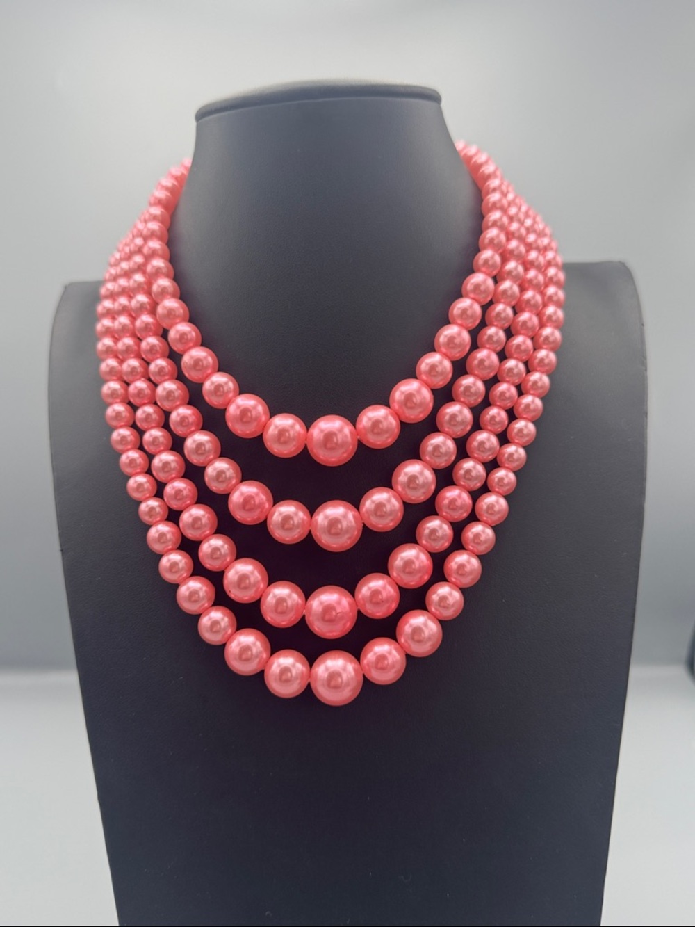 Multi-Strand  Pink Pearl Necklace - Picture 5 of 6